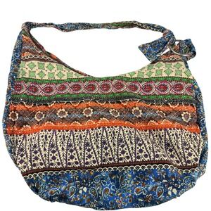 AMICI Oversized Boho Hobo Gypsy Shoulder Bag Multicolor Paisley Fabric Slouchy